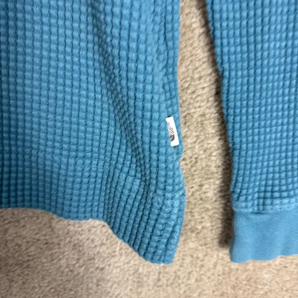 The North Face Chabot Sweater Womens Size Medium Slate Blue Crewneck Waffle Knit - Picture 4 of 10